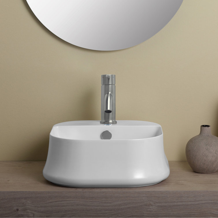 Britannia White Ceramic Square Above Mount Basin with Single Faucet Hole