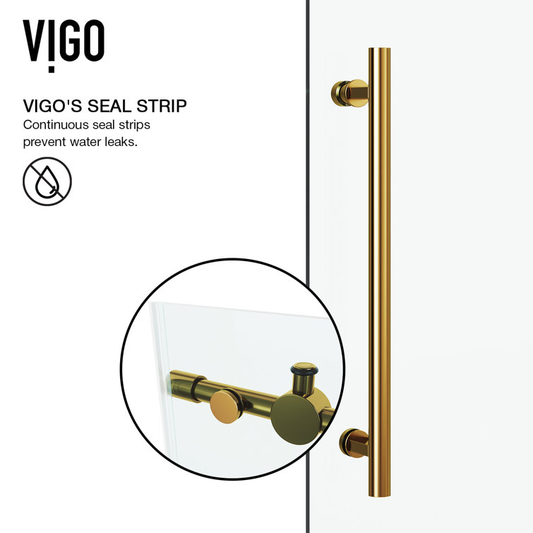 Winslow 48" Matte Brushed Gold Frameless Sliding Shower Enclosure with Clear Glass