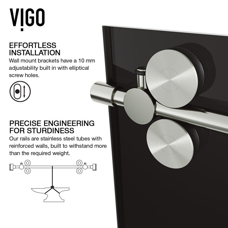 Elan 56-60" Frameless Sliding Shower Door with Black Tinted Glass