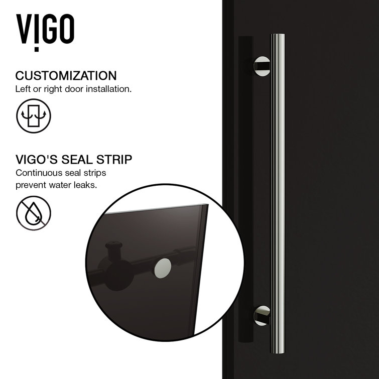 Elan 56-60" Frameless Sliding Shower Door with Black Tinted Glass
