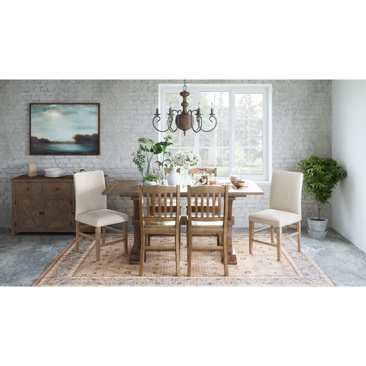 Carlyle Crossing Cream Upholstered Counter Stool in Distressed Pine