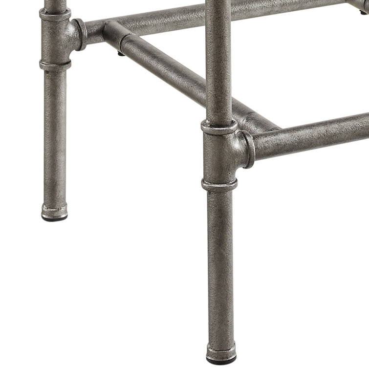 Dillon 27.75" Swivel Metal Bar Stool in Textured Silver and White