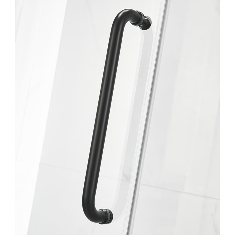 Matte Black Frameless Sliding Glass Shower Door Kit