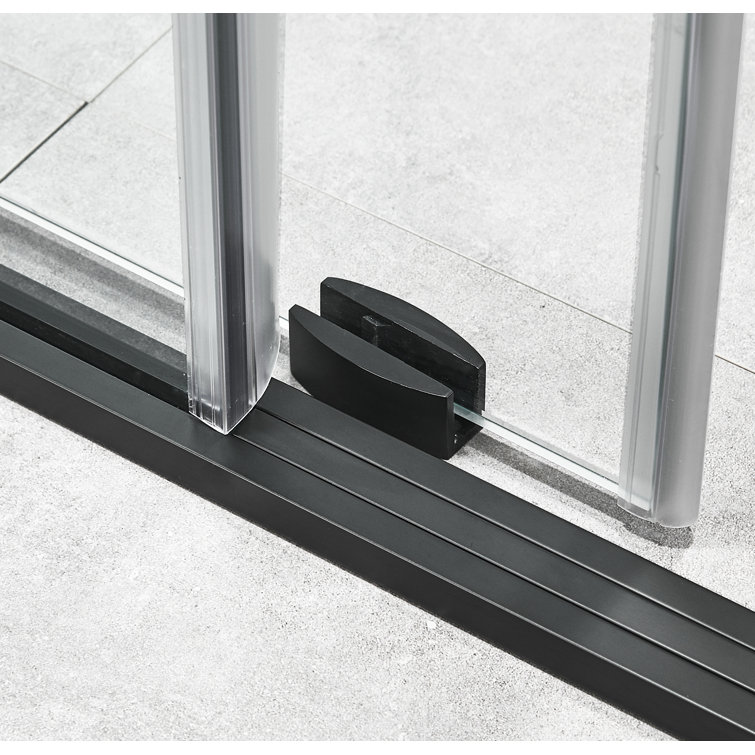 Matte Black Frameless Sliding Glass Shower Door Kit