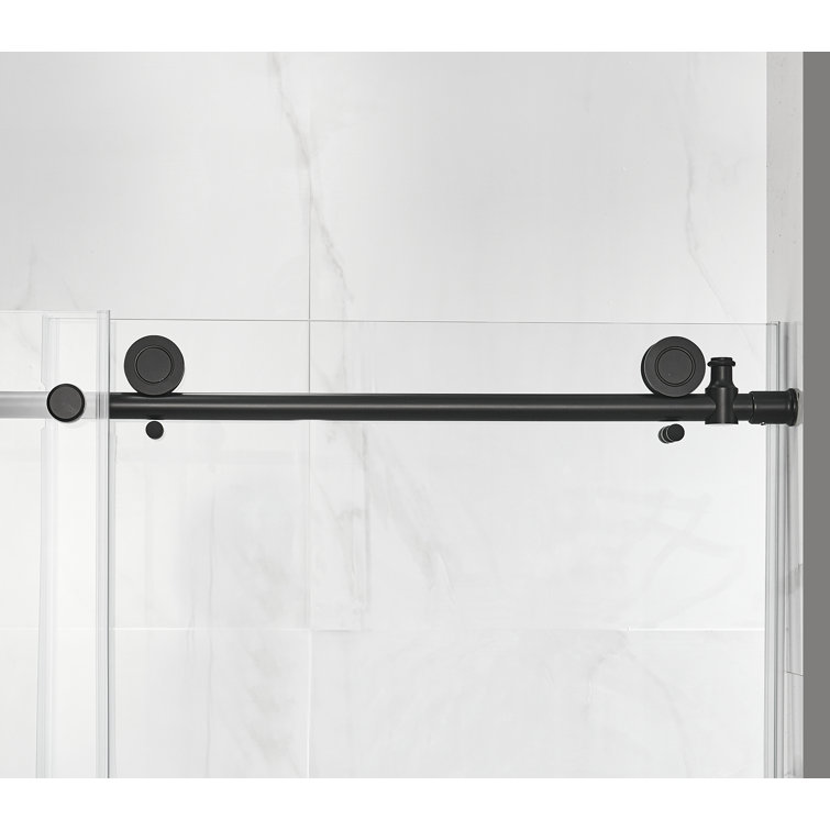 Matte Black Frameless Sliding Glass Shower Door Kit