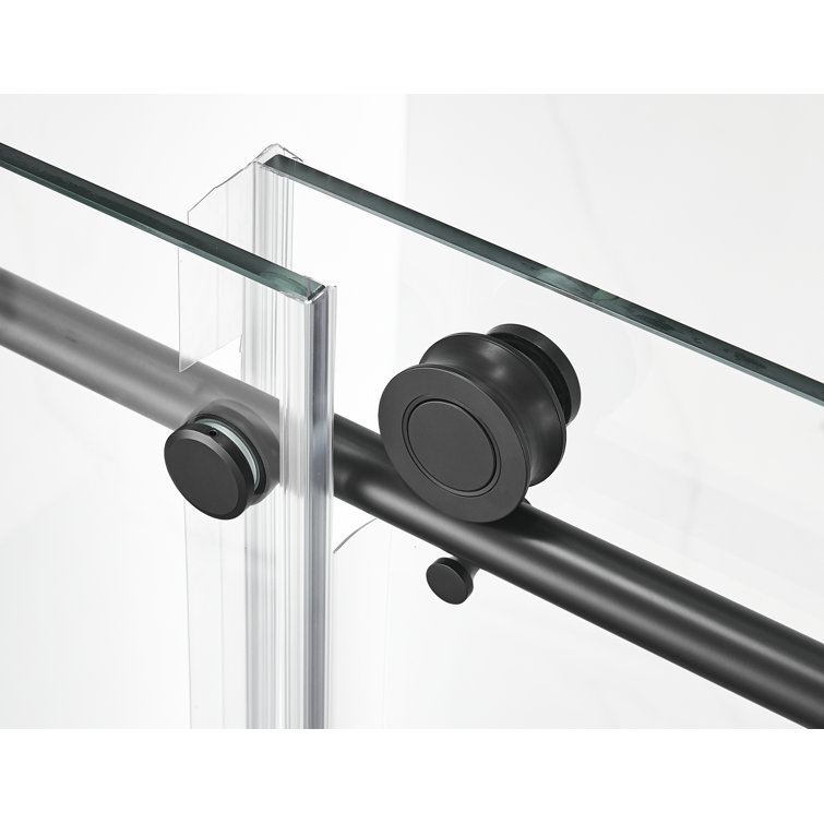 Matte Black Frameless Sliding Glass Shower Door Kit