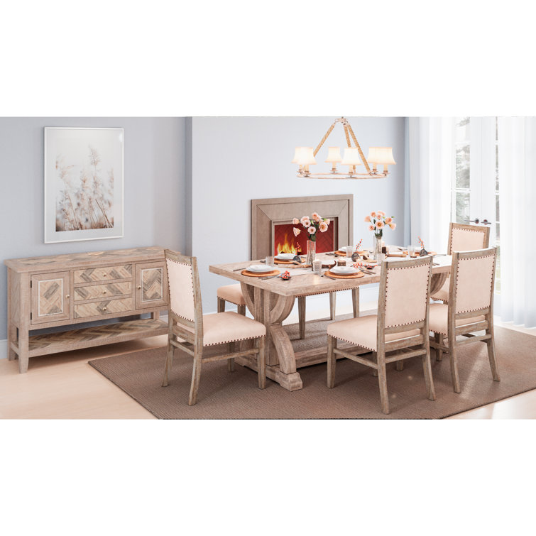 Fairview Transitional 54'' Distressed Acacia Chevron Sideboard