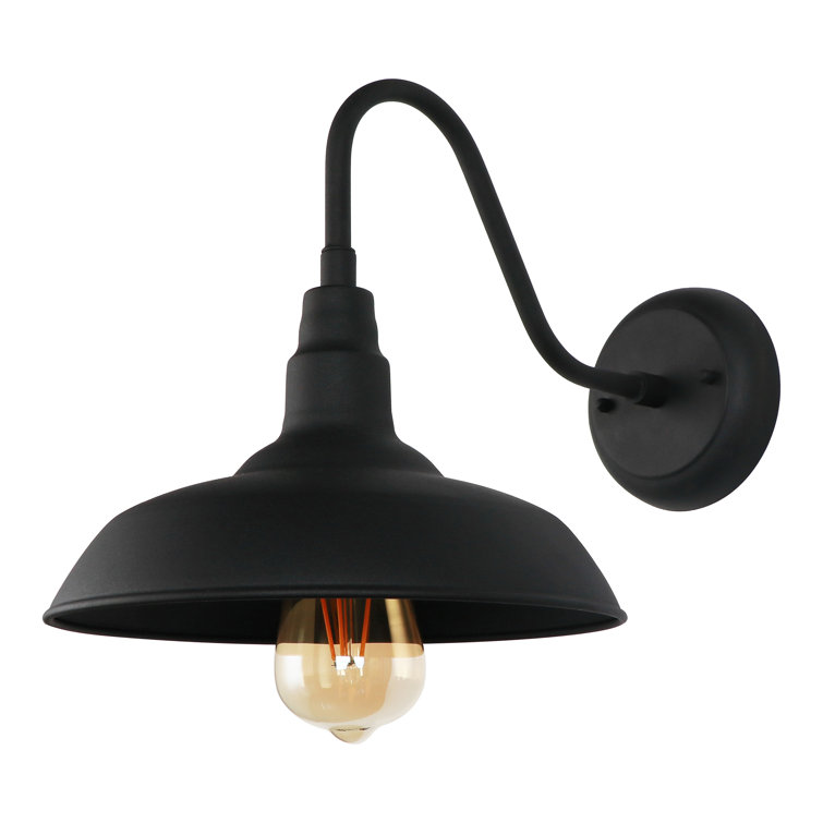 Black Dimmable Steel Wall Sconce with Direct Wired Electric
