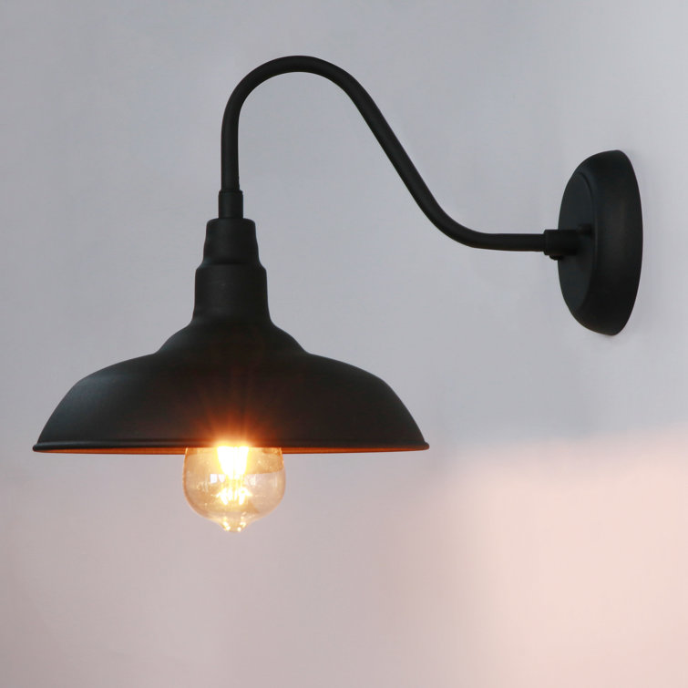 Black Dimmable Steel Wall Sconce with Direct Wired Electric
