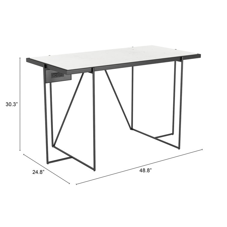 Winslett 49" Contemporary Home Office Desk with Power Outlets - Black & White