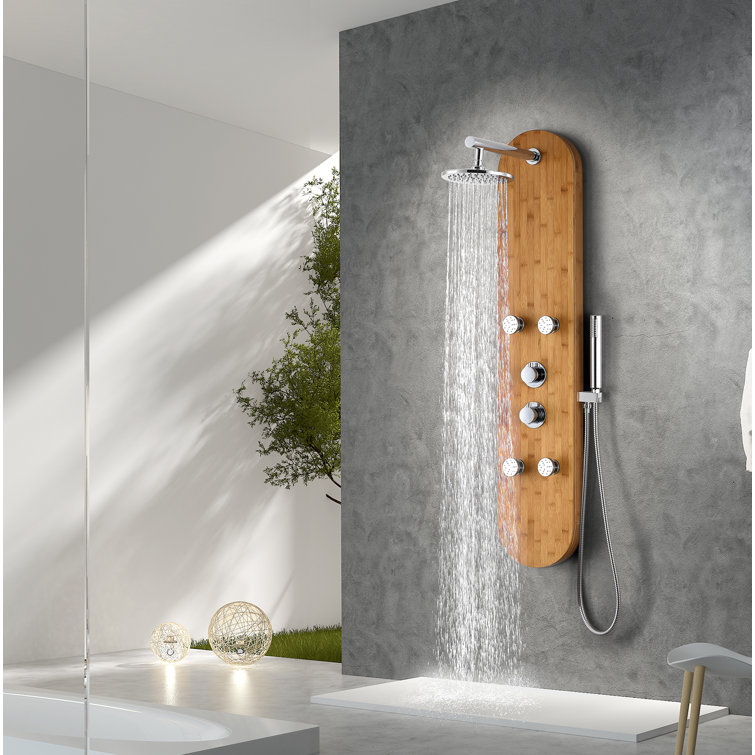 Natural Bamboo 52'' Shower Panel with Chrome Controls
