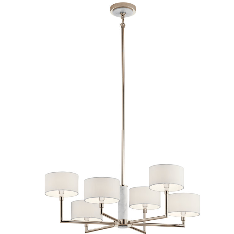Laurent 33" Polished Nickel 6-Light Candle Chandelier