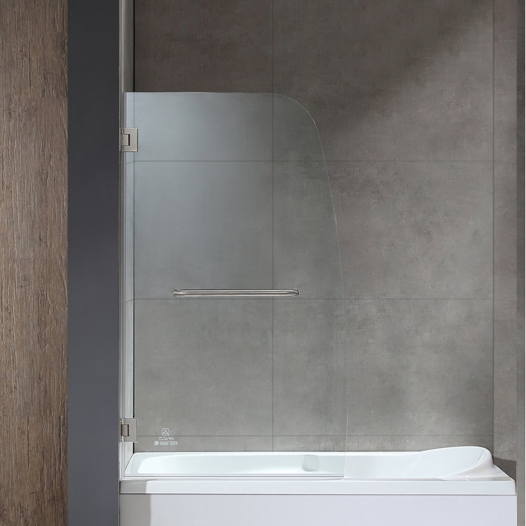 Vensea Brushed Nickel Frameless Hinged Tub Door with Tsunami Guard