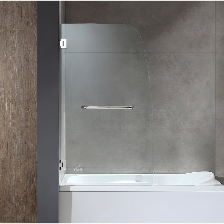 Vensea Polished Chrome Frameless Hinged Tub Door with Tsunami Guard