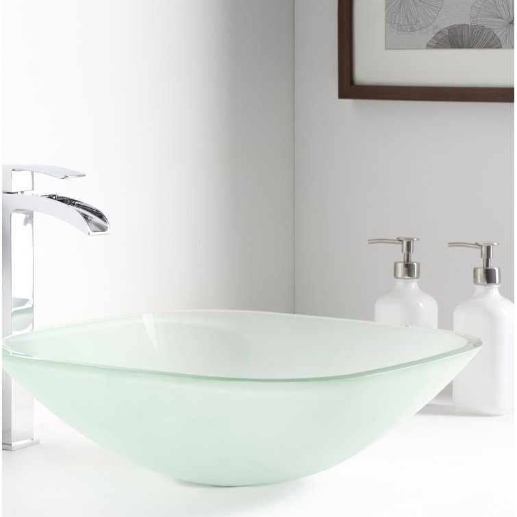 Victor 16.5'' Frosted Glass Square Above-Counter Bathroom Sink
