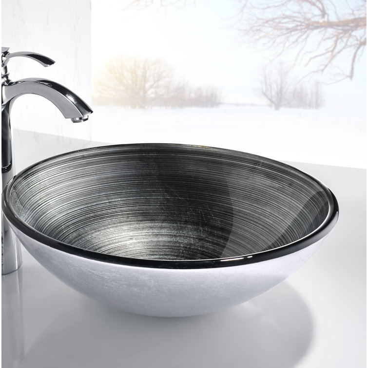 Tara 16.5'' Precious Storm Glass Circular Vessel Sink