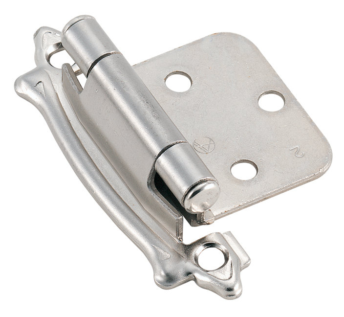 Sterling Nickel Self-Closing Flush Wrap Cabinet Hinge