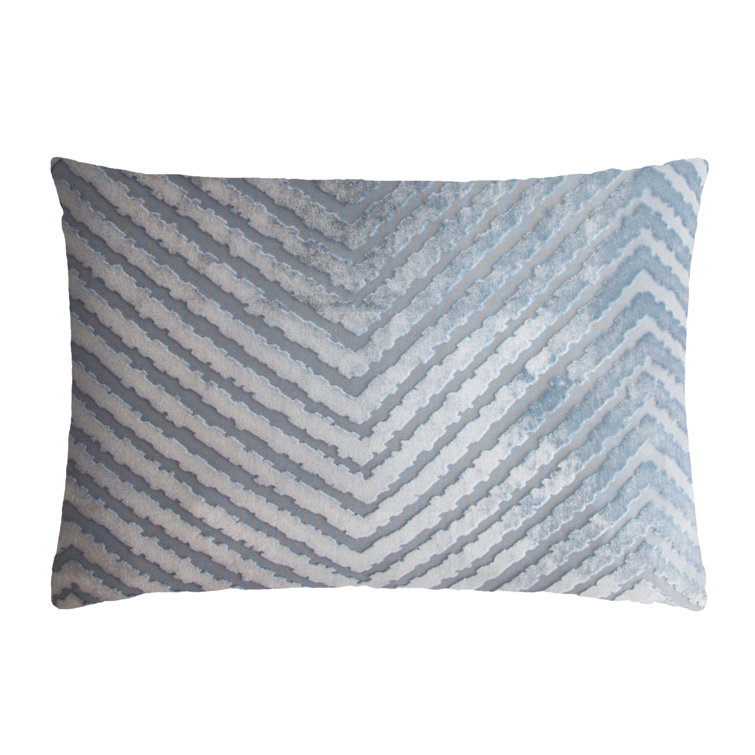 Chevron Mini Rectangular Gray Velvet Pillow Cover & Insert