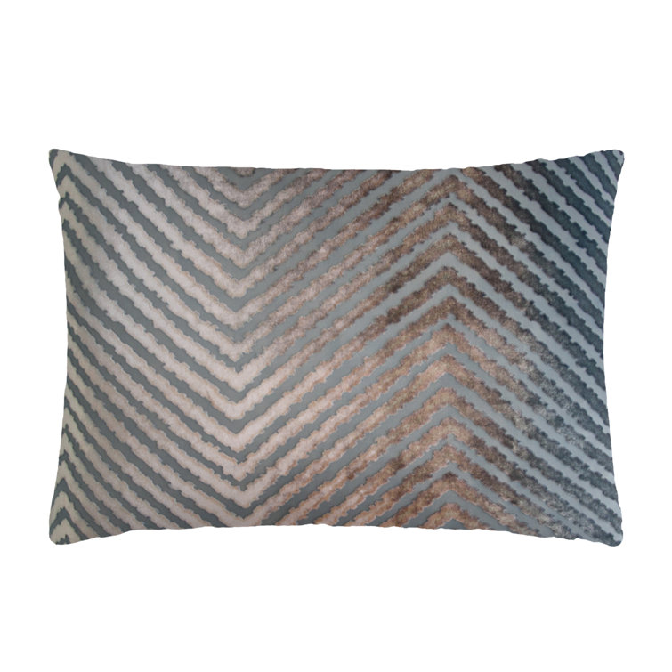 Chevron Mini Rectangular Gray Velvet Pillow Cover & Insert