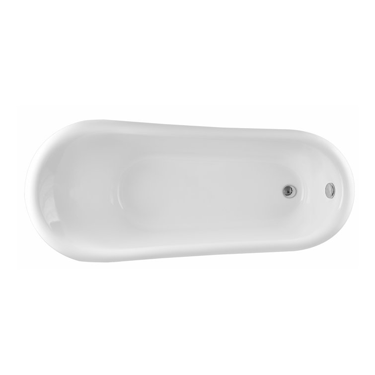 67" White Acrylic Clawfoot Freestanding Bathtub