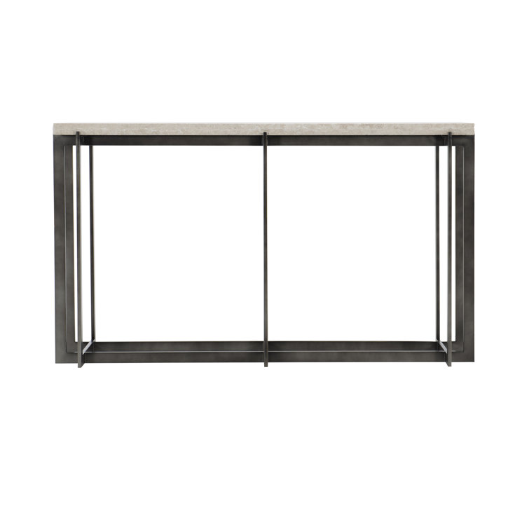 Hathaway 57'' White Travertine and Metal Console Table