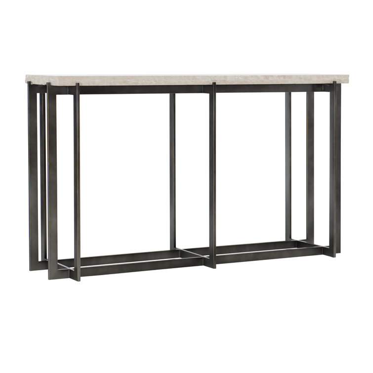 Hathaway 57'' White Travertine and Metal Console Table