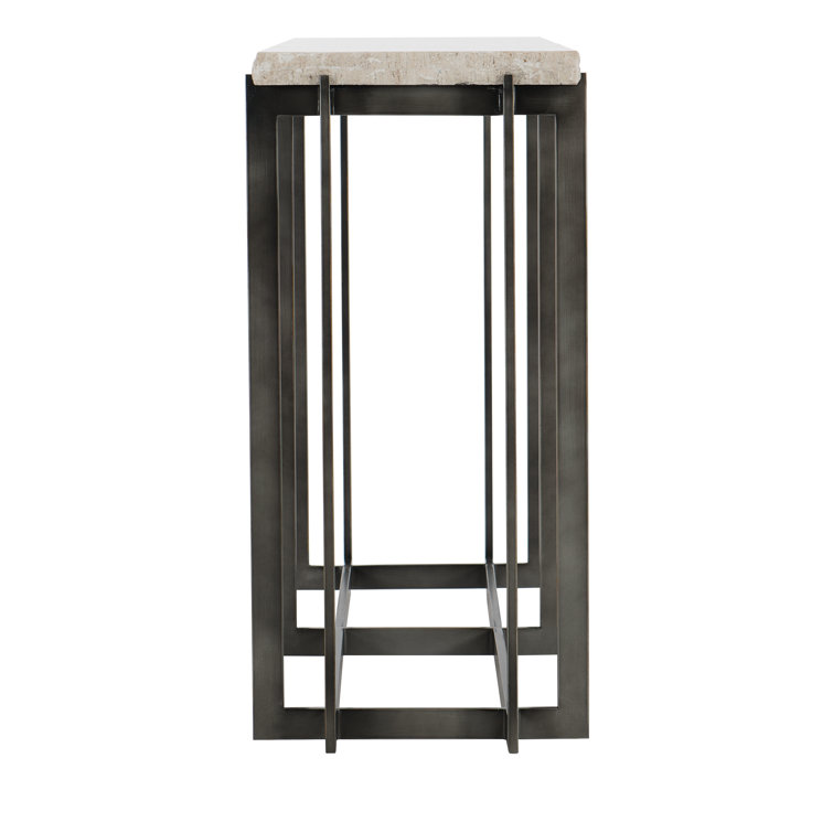 Hathaway 57'' White Travertine and Metal Console Table