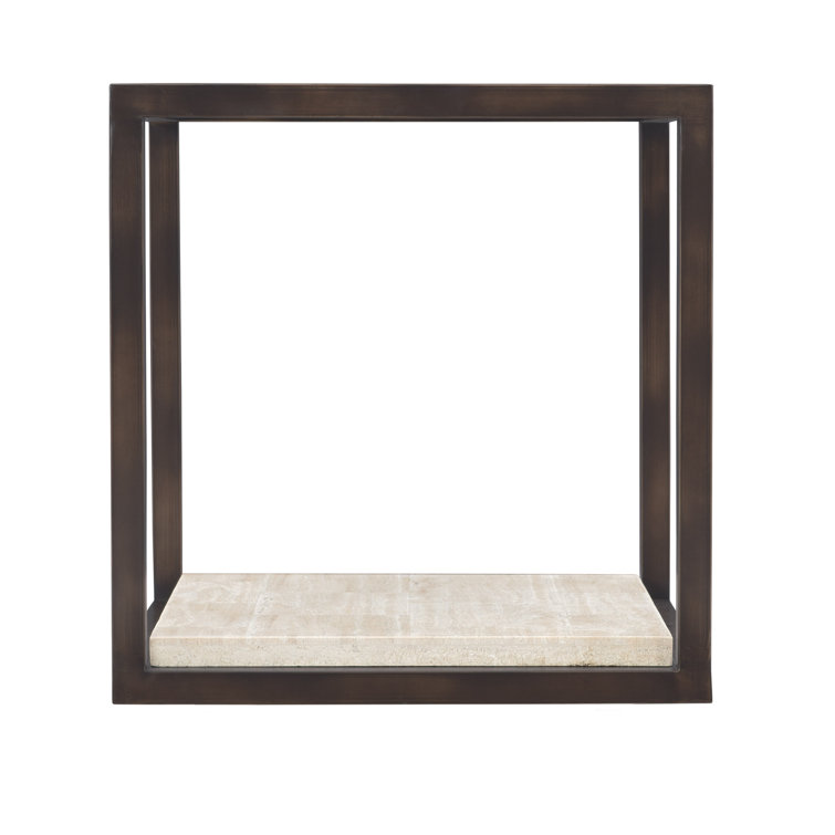 Transitional Brown Stone and Metal Rectangular End Table