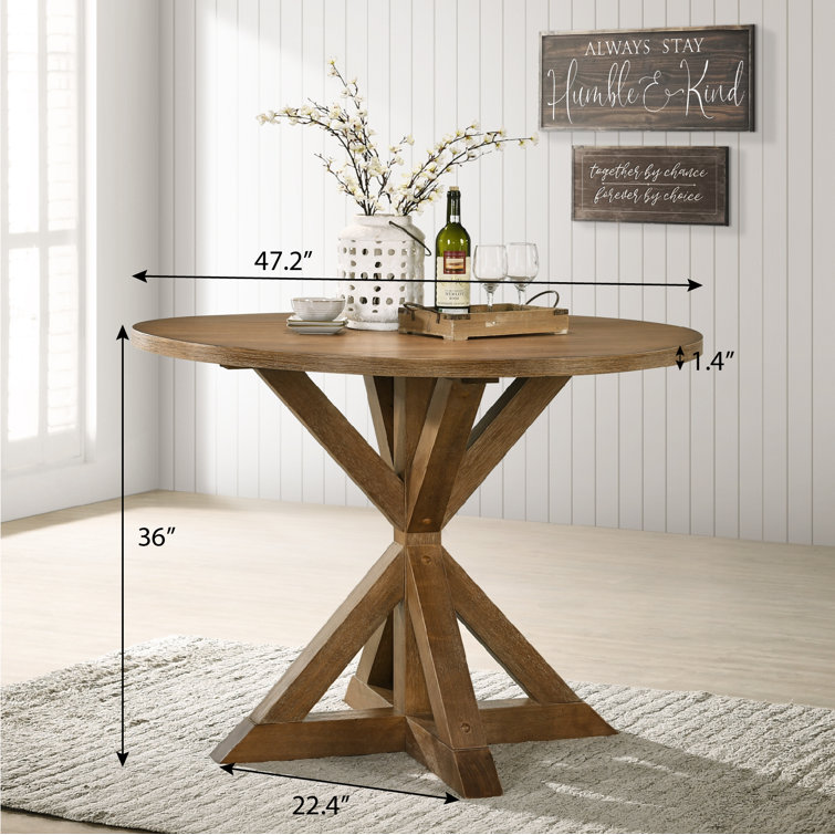 Rustic Round Wood Cross-Buck Counter Height Dining Table