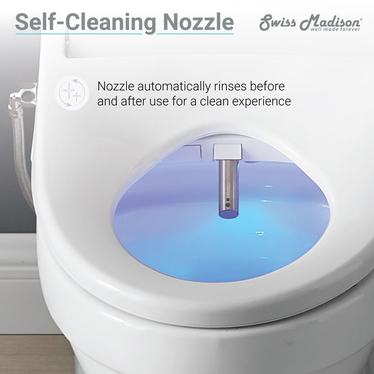 White Glossy Elongated Free Standing Dual Flush Toilet