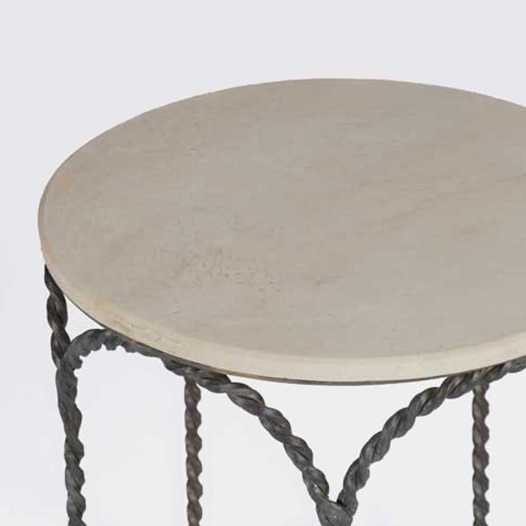 Bradley 19.5" Gray Stone and Metal Round End Table