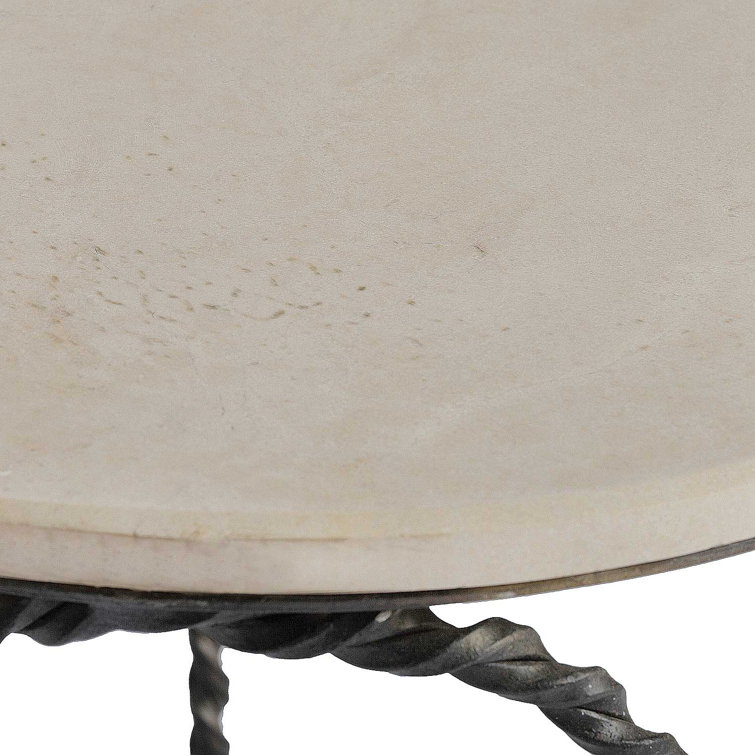 Bradley 19.5" Gray Stone and Metal Round End Table