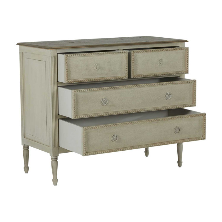 Caroline Coastal Gray & White Mahogany 4-Drawer Chest