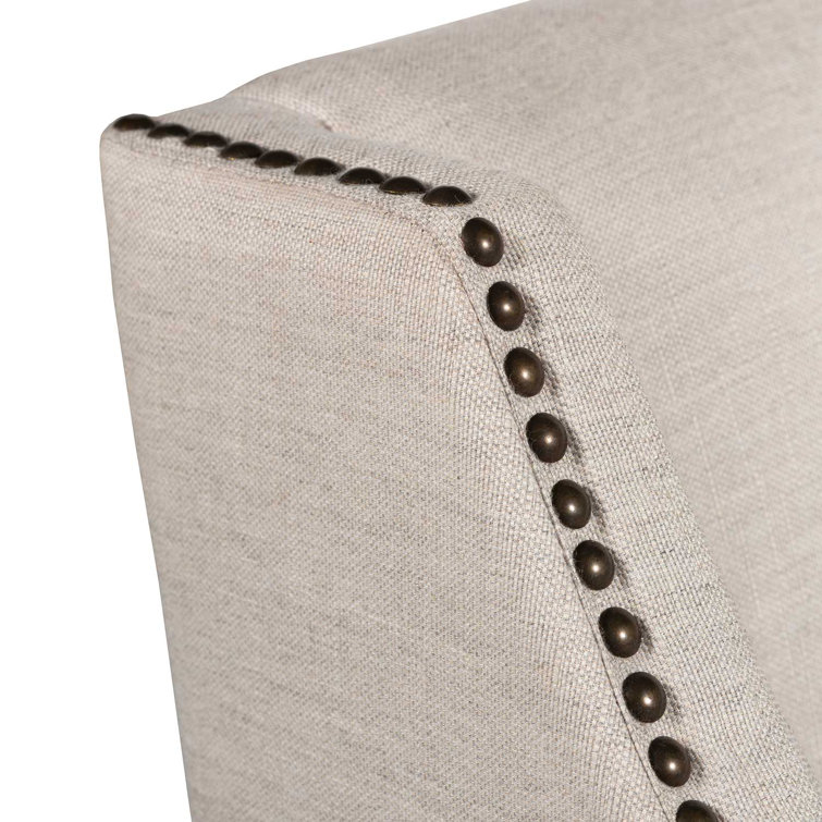 Natural Gray Upholstered Bar Stool with Wood Frame