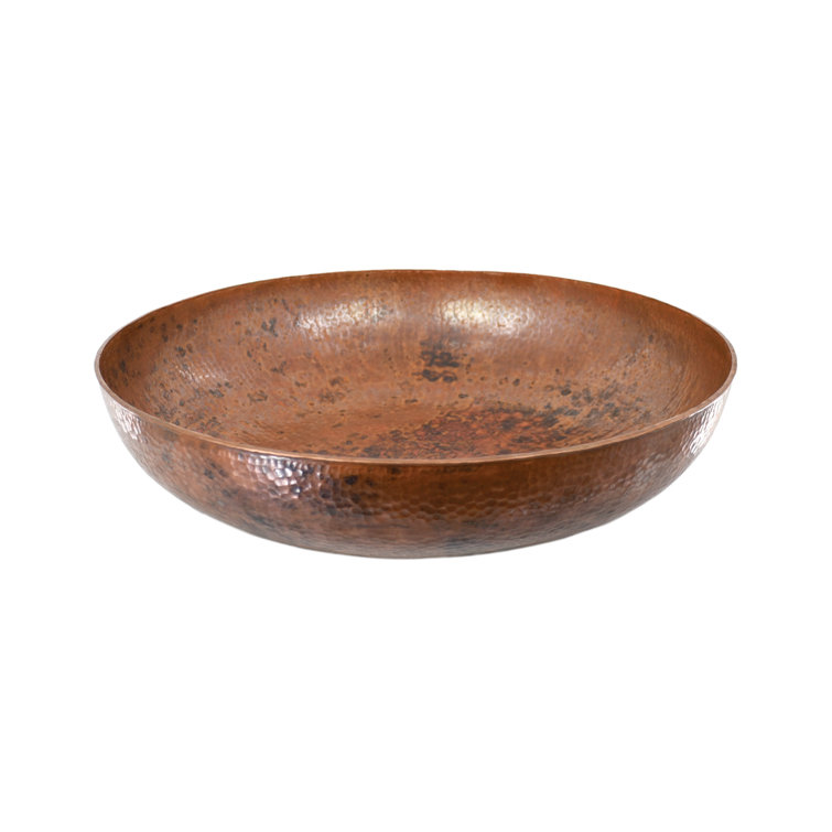 Tempered Copper Round Vessel Bathroom Sink