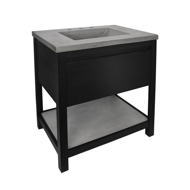 Midnight Oak 30.5" Freestanding Single Vanity with Ash Concrete Top