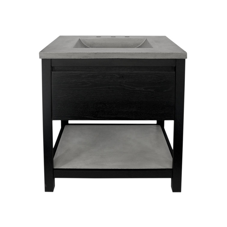 Midnight Oak 30.5" Freestanding Single Vanity with Ash Concrete Top