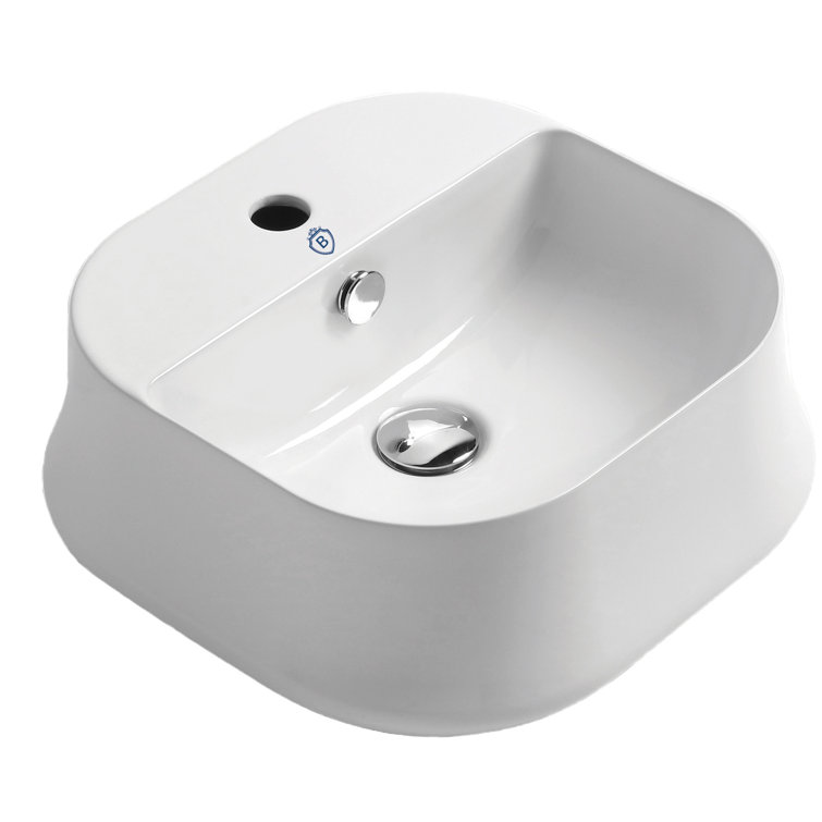 Britannia White Ceramic Square Above Mount Basin with Single Faucet Hole