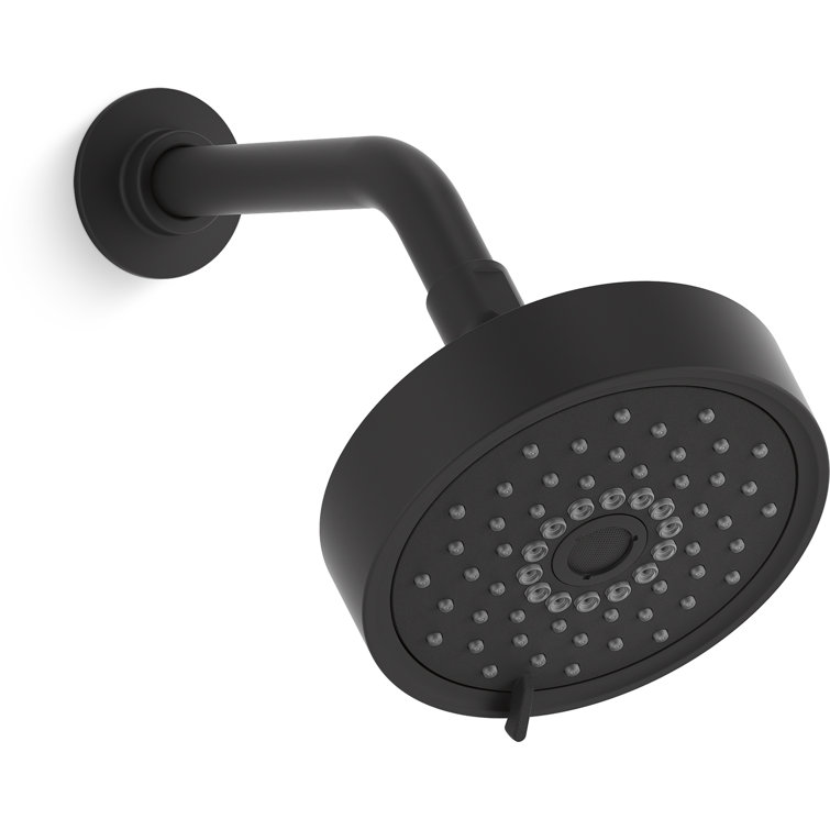 Purist Matte Black 5.5" Multifunctional Wall-Mounted Brass Showerhead