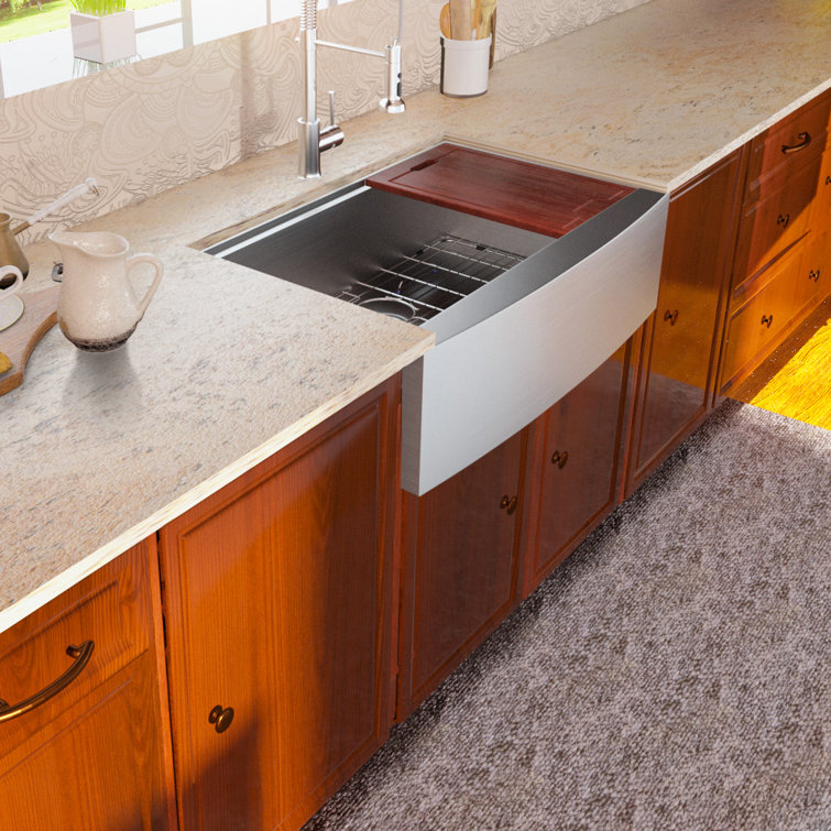30" Stainless Steel Farmhouse Apron Front Workstation Sink