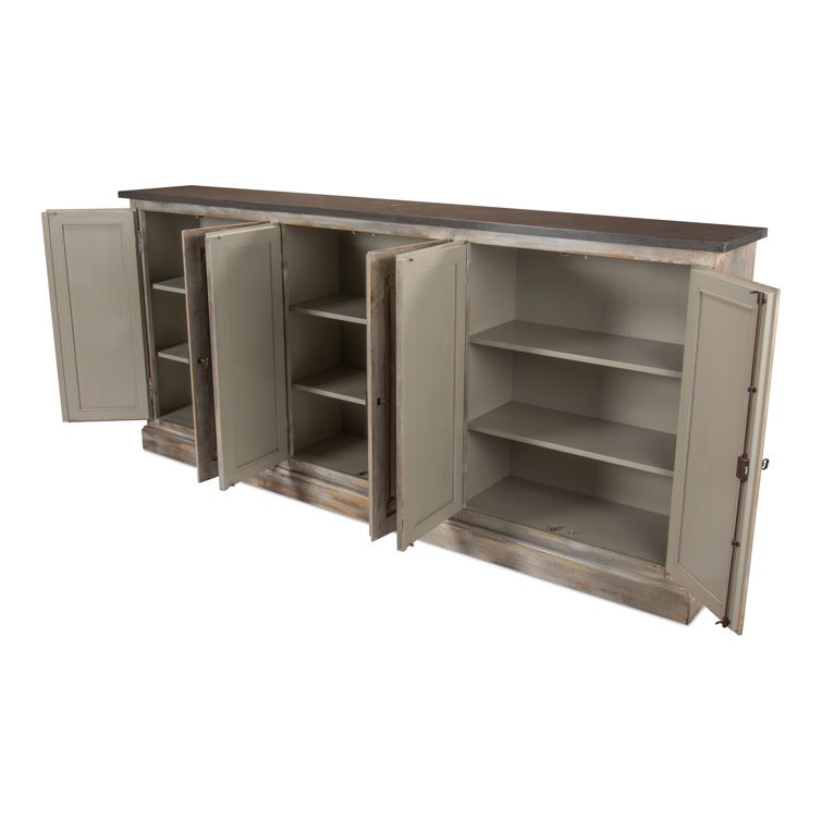 Bellagio 96" Gray Oak and Quartz Sideboard with Floral Medallions