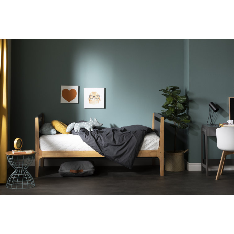 Charcoal Gray and Exotic Wood Twin Bunk Bed Frame