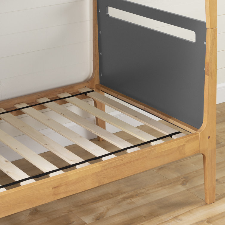 Charcoal Gray and Exotic Wood Twin Bunk Bed Frame
