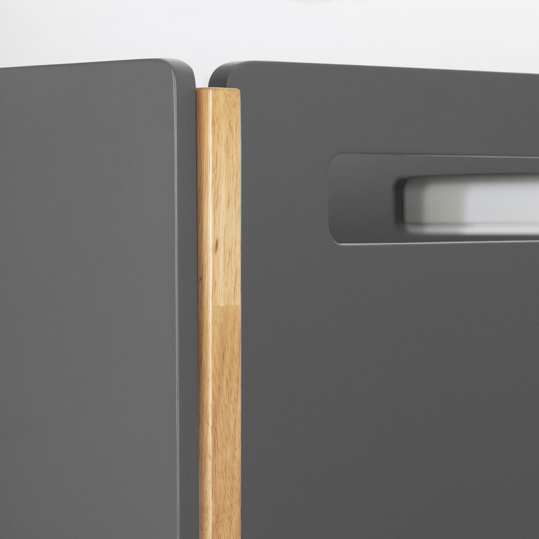 Charcoal Gray and Exotic Wood Twin Bunk Bed Frame