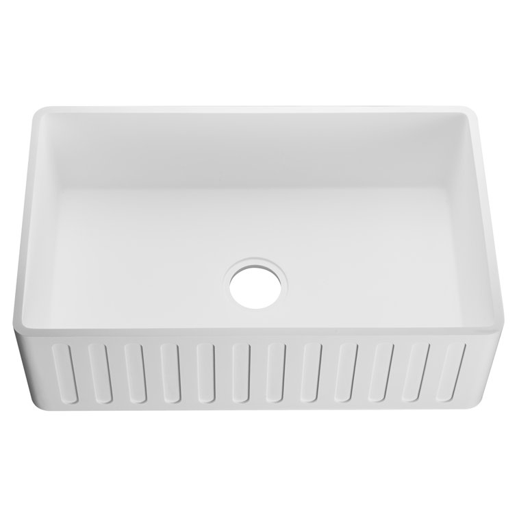 Roine 30'' White Stone Farmhouse Apron Front Single Bowl Kitchen Sink