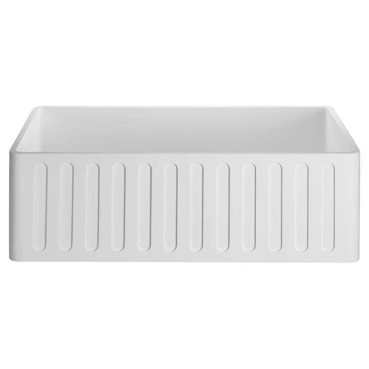 Roine 30'' White Stone Farmhouse Apron Front Single Bowl Kitchen Sink