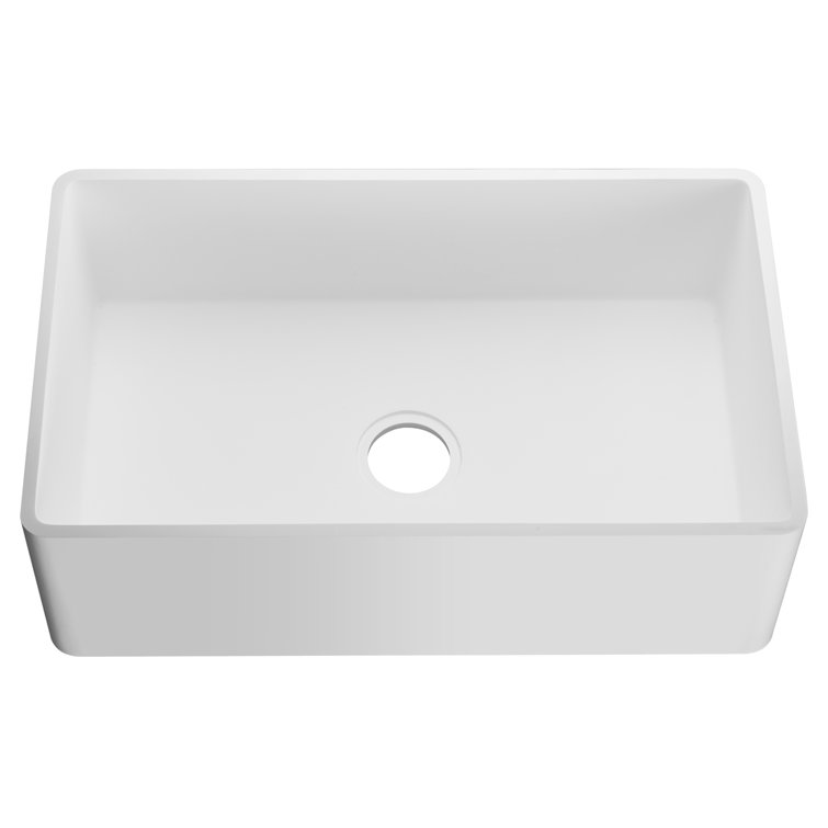 Roine 30'' White Stone Farmhouse Apron Front Single Bowl Kitchen Sink
