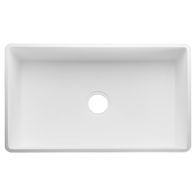 Roine 30'' White Stone Farmhouse Apron Front Single Bowl Kitchen Sink