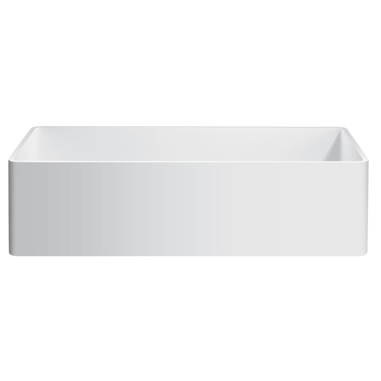 White Stone Farmhouse Apron Front Single Bowl Kitchen Sink