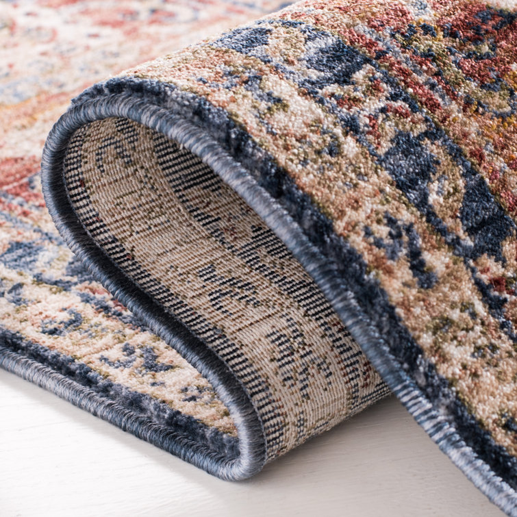 Bennet Square 6'7" Dark Blue and Red Synthetic Oriental Rug